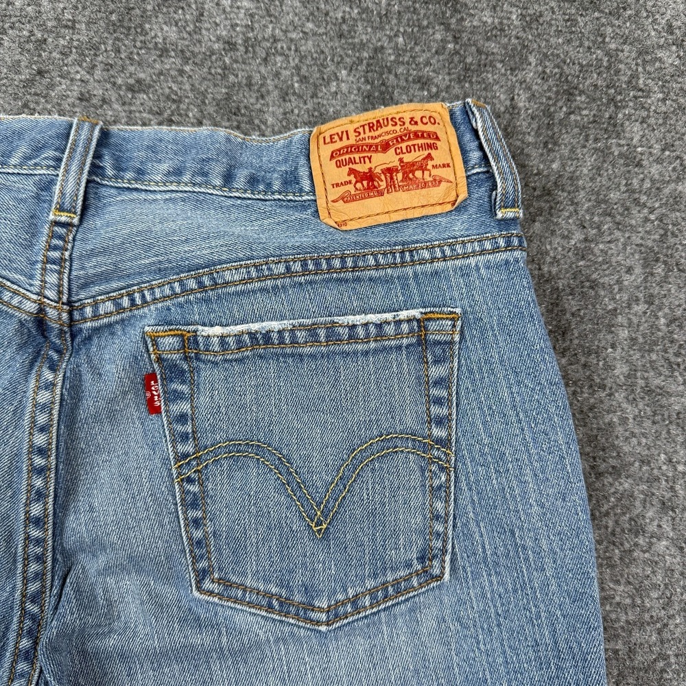 Vintage Levis 515 Jean Shorts Womens 10 Blue Denim Rolled Cuff Bermuda Y2K - Picture 7 of 15